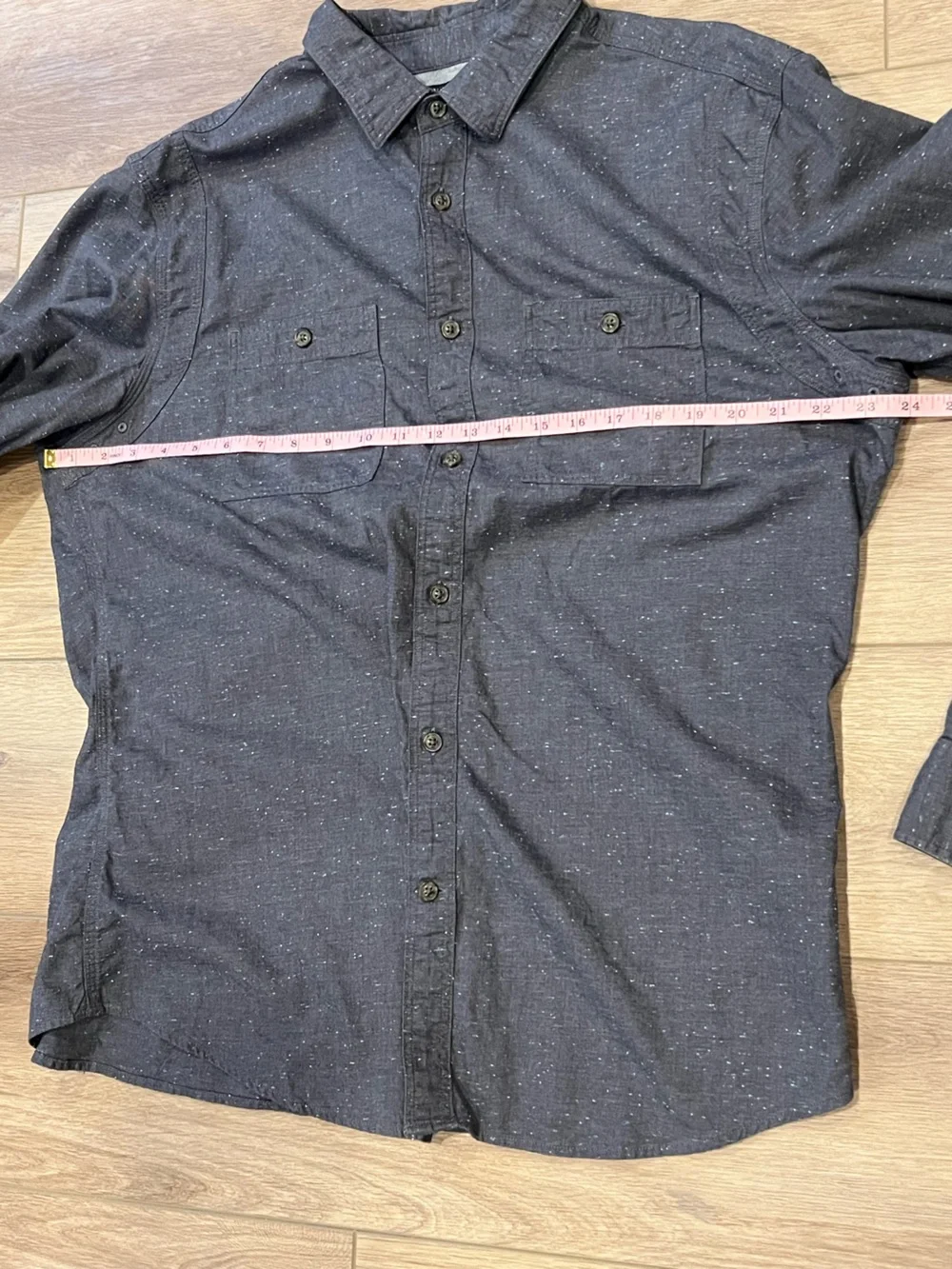 Banana Republic Navy Speckled Long-Sleeve Button-Down Shirt Tailored Slim Fit XL